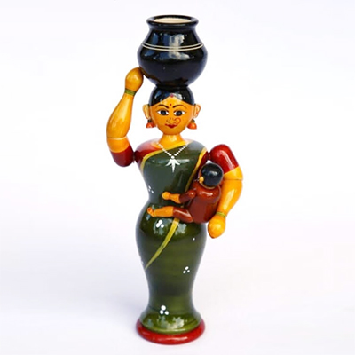 "Etikoppaka Wooden Mother with child -B-25 - Click here to View more details about this Product